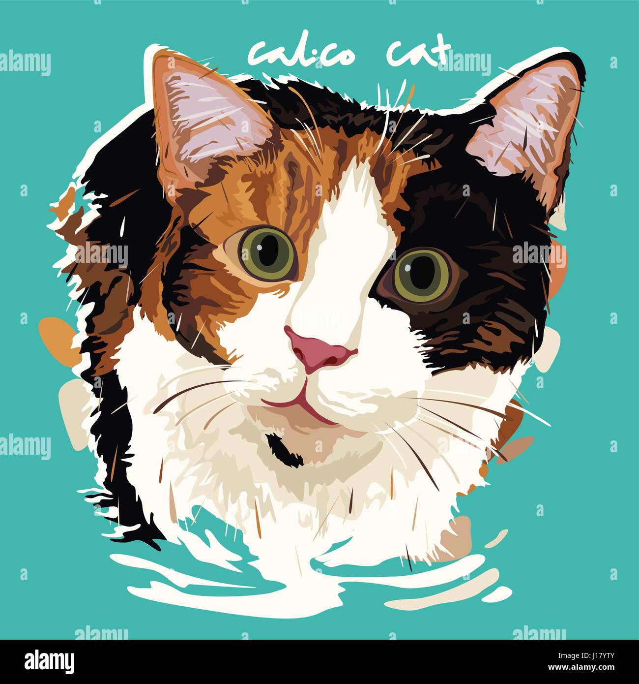 A Vector Illustration Of Calico Cat Painting Poster Stock Vector Image