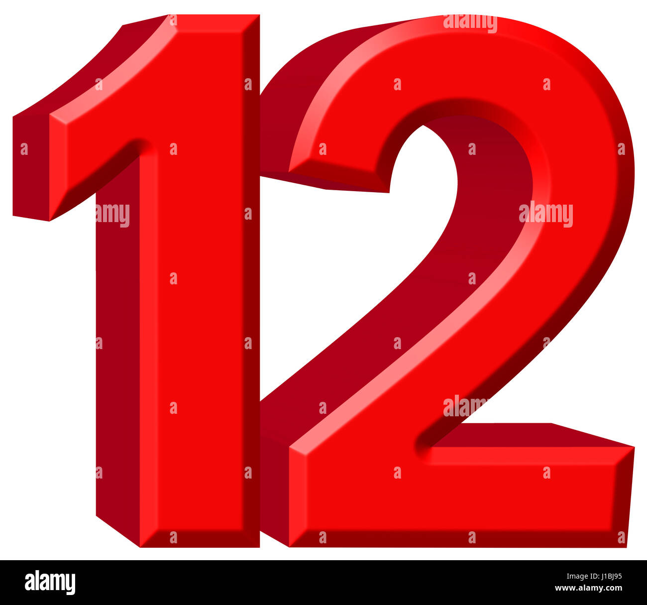 Numeral 12 Twelve Isolated On White Background 3d Render Stock Photo
