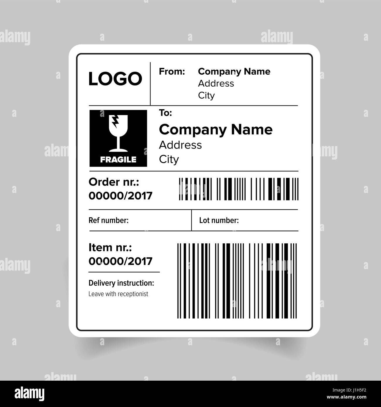 Blank Shipping Label Template from c8.alamy.com