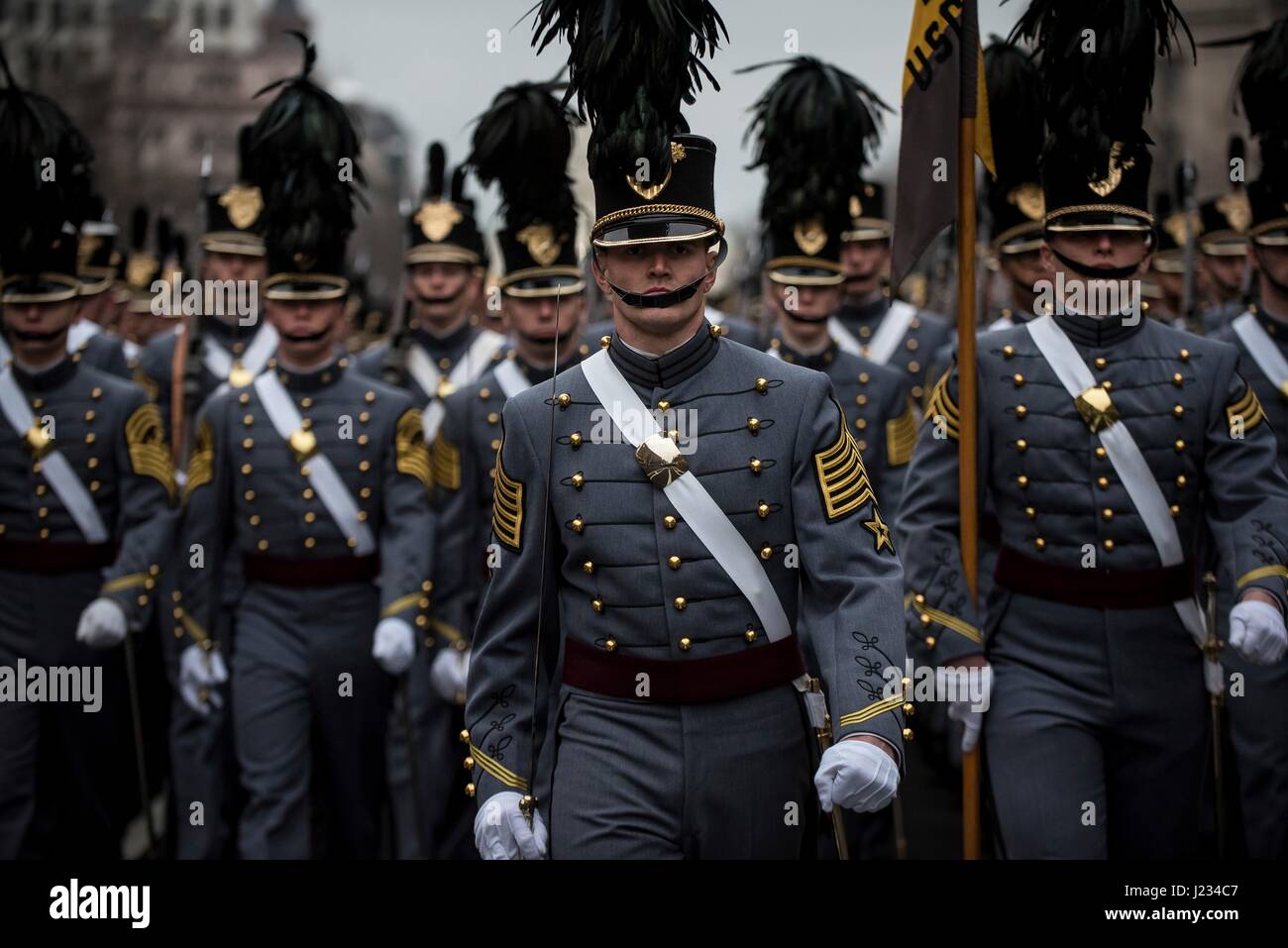 U.S. Military Academy West Point cadets march down Pennsylvania Stock