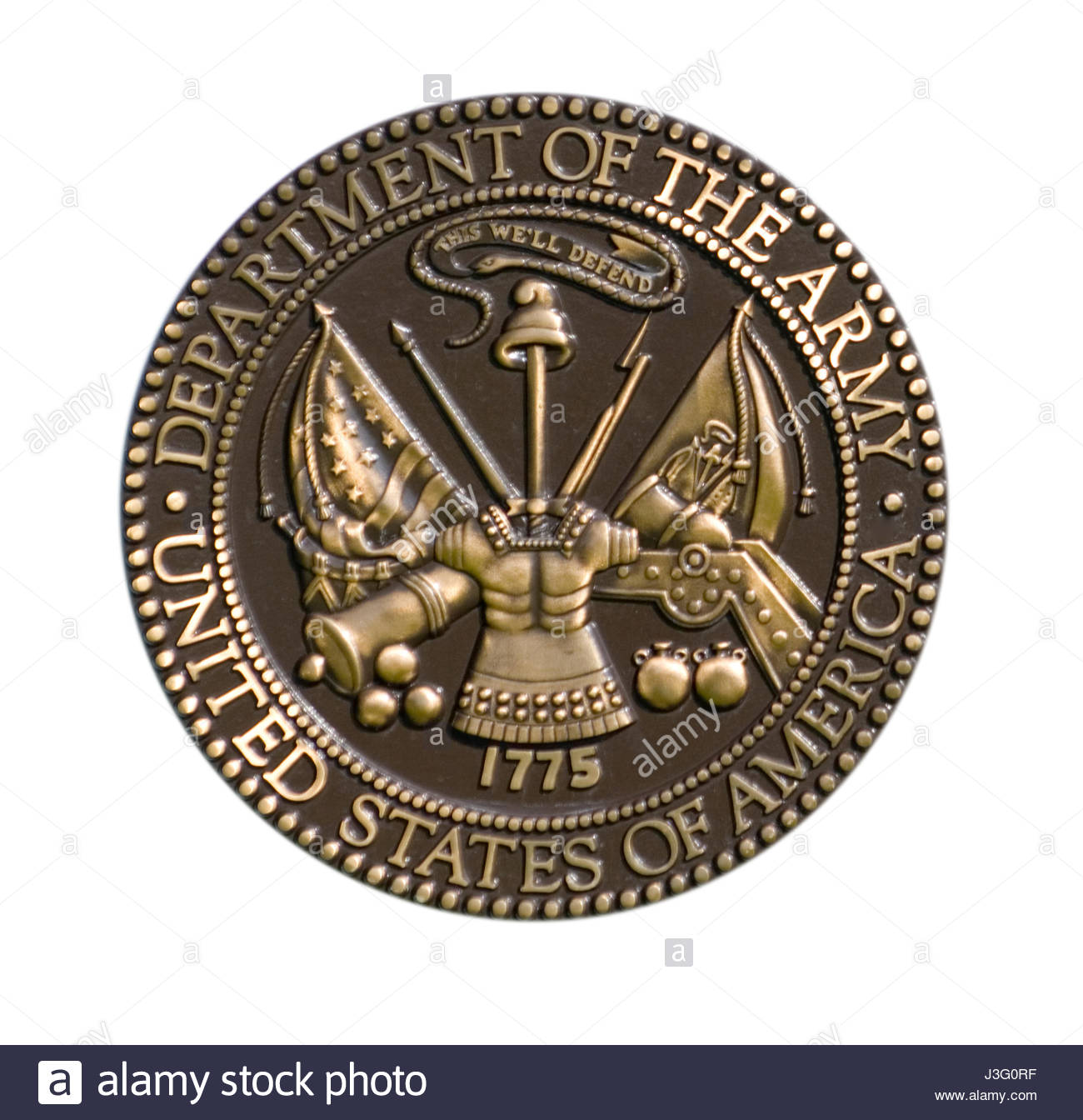 The seal of the United States of America Department of the Army Stock