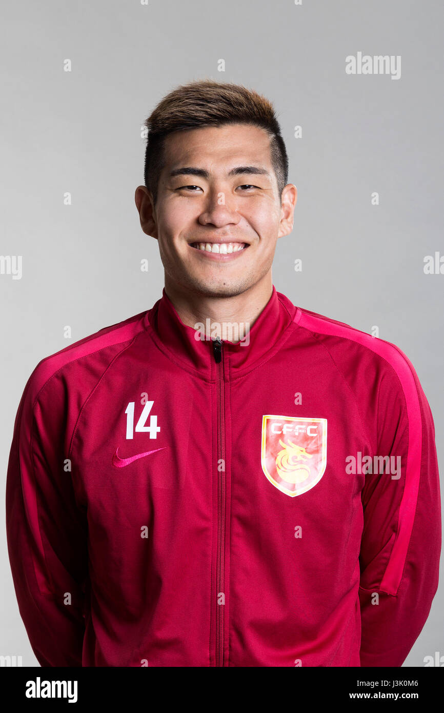 Portrait of South Korean soccer player Kim Ju-young of Hebei China