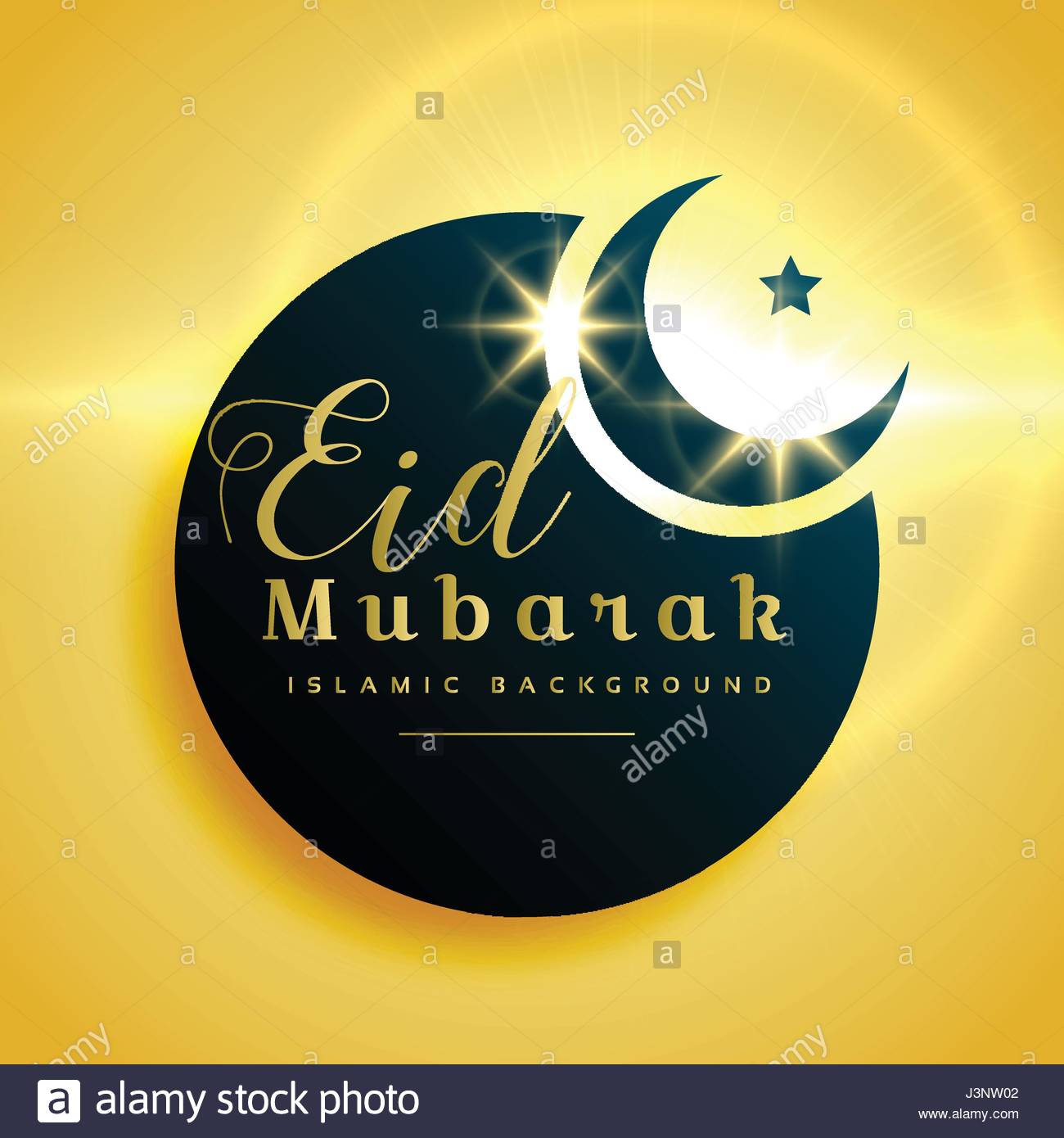 Beautiful eid mubarak greeting card design with crescent 