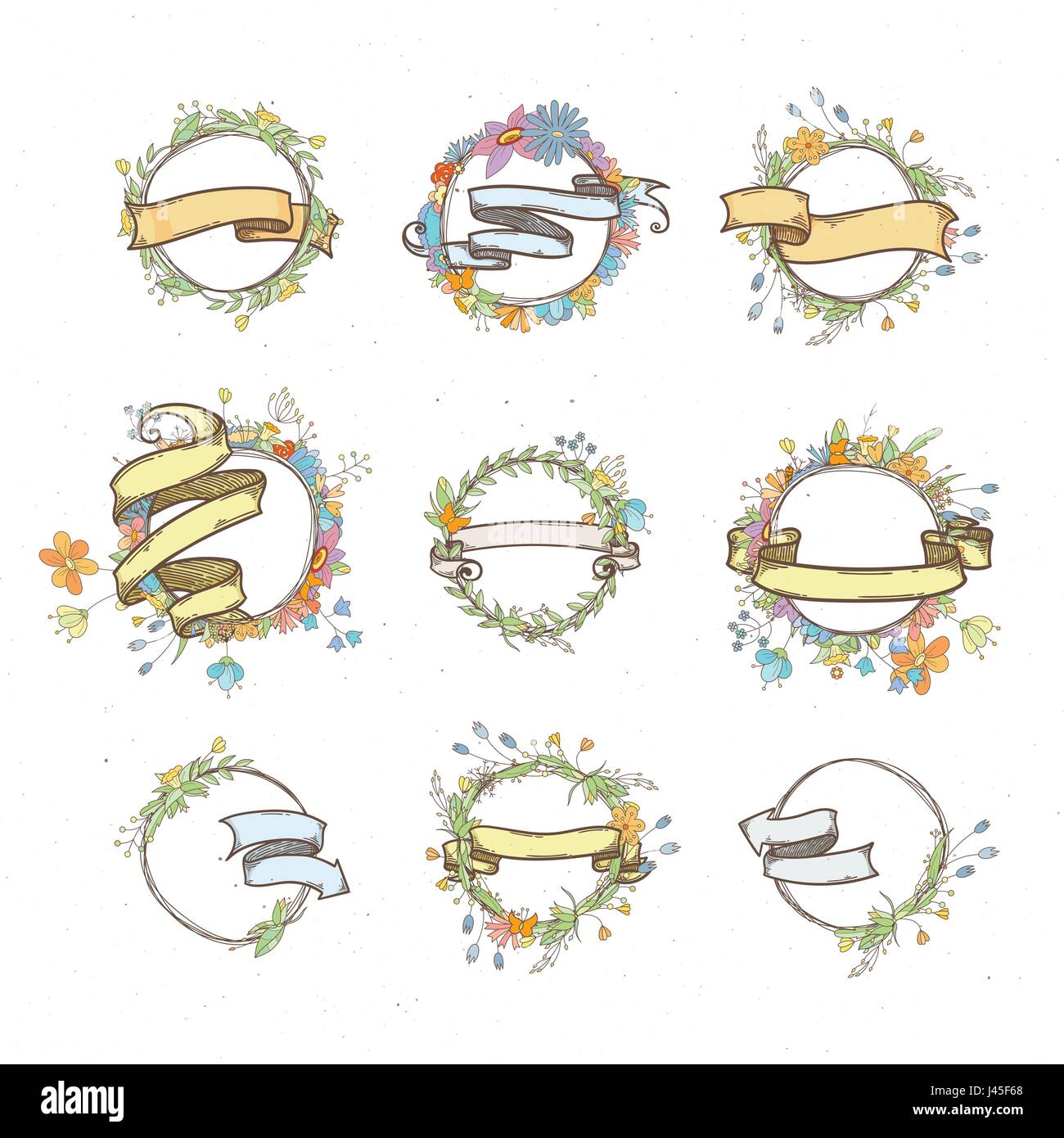 Rustic Hand Drawn Flower Elements And Ribbons Set Vector Floral Doodles Branches Flowers Laurels Frames Border Collection For Greeting Cards Rustic Hand Drawn Flower Elements And Ribbons Set Vector Floral Doodles Branches Flowers Laurels Frames Border Collection For Greeting Cards