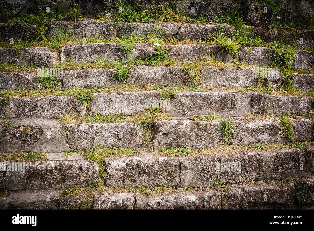 Old Stone Bricks Wall Texture Background Vintage Dark Toned Stock