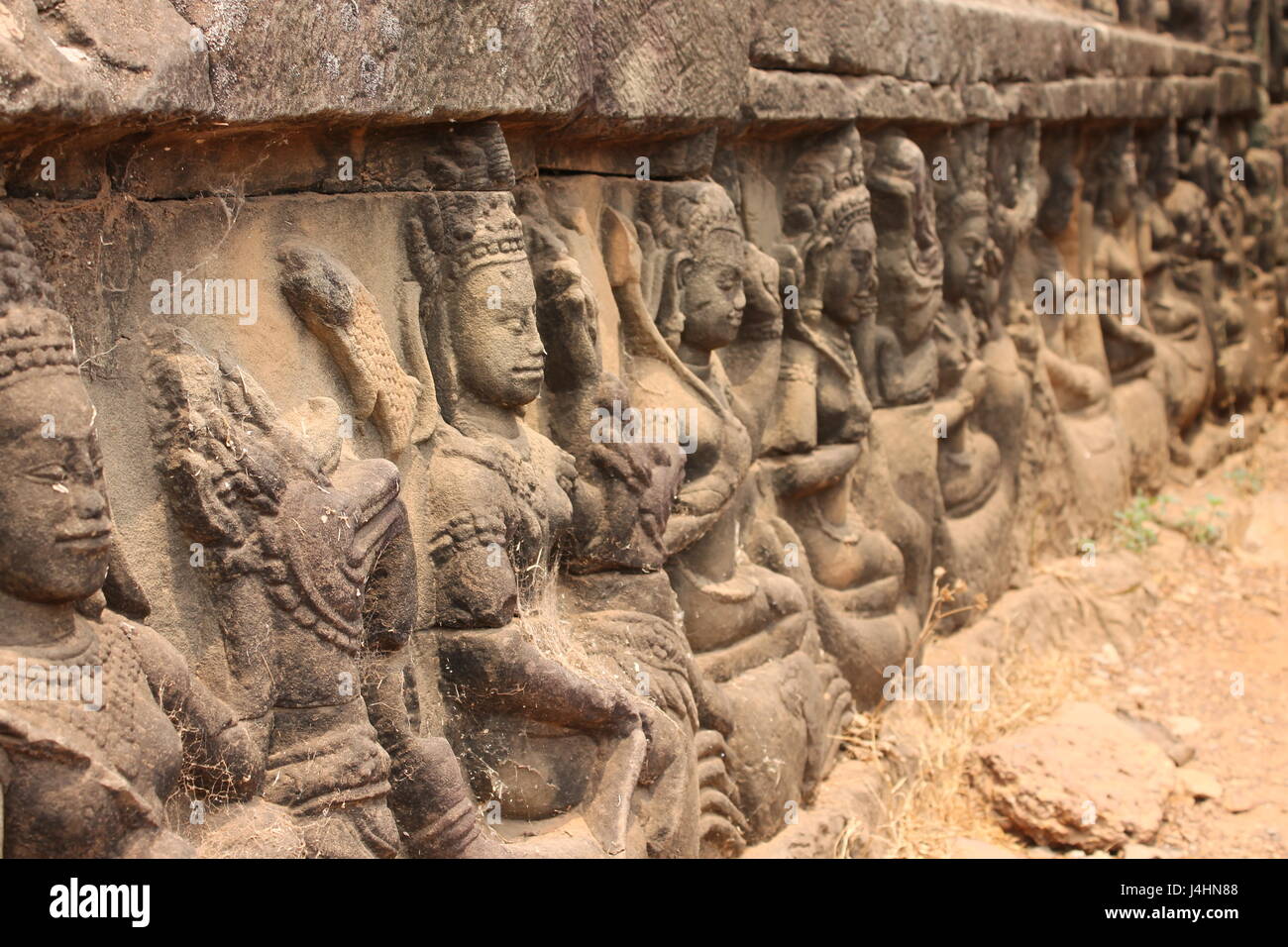 Temple Carvings Angkor Complex Cambodia Stock Photo Alamy