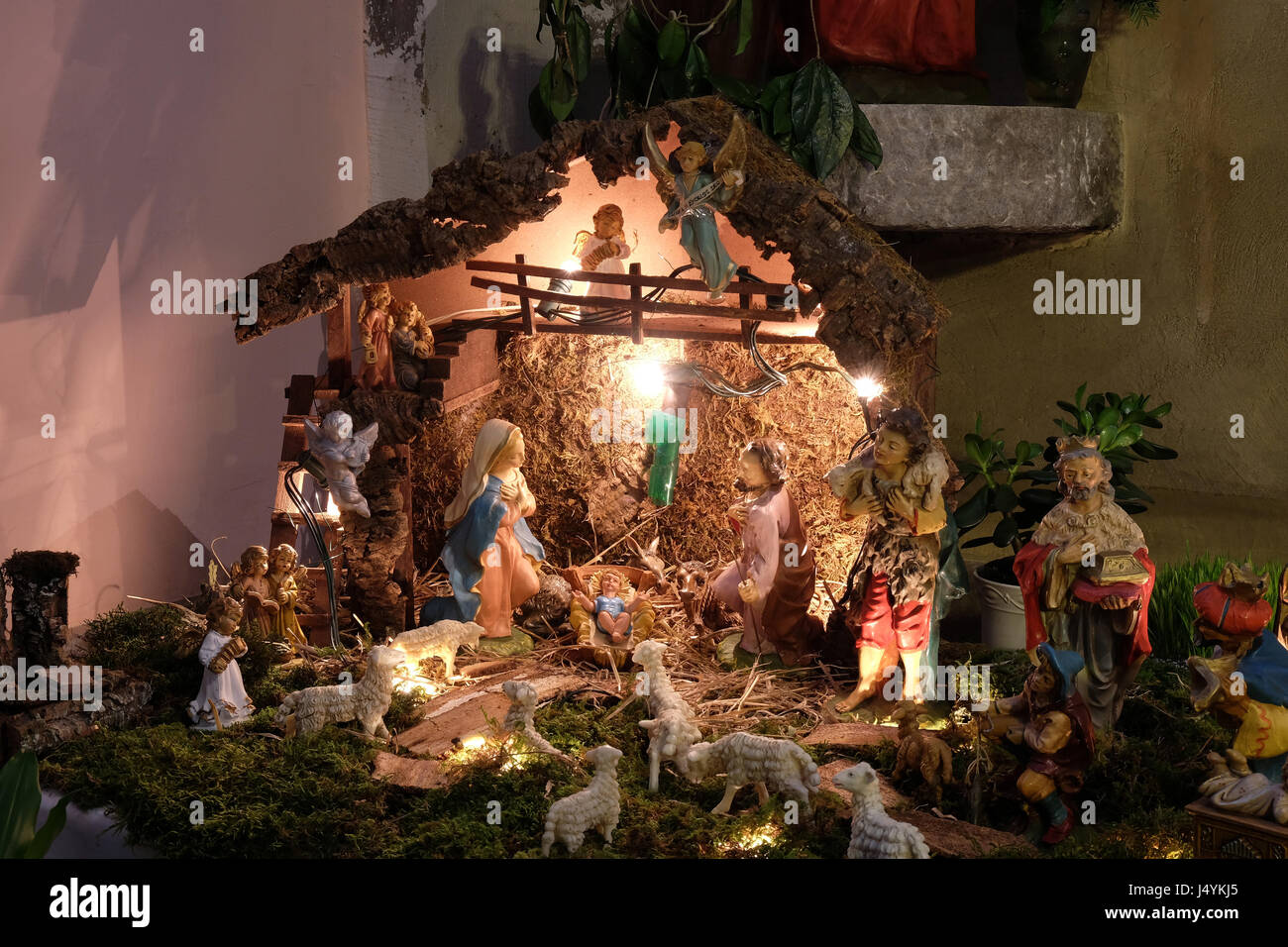 nativity scene christmas creche in st mary church in christmas scene photographs