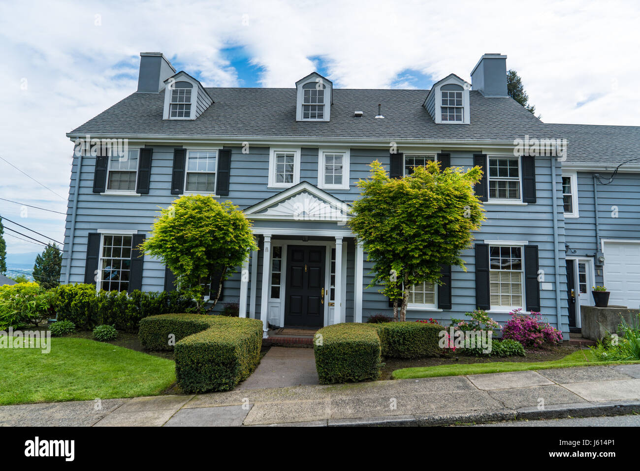 Clapboard suburban house in classic Americanstyle Stock Photo