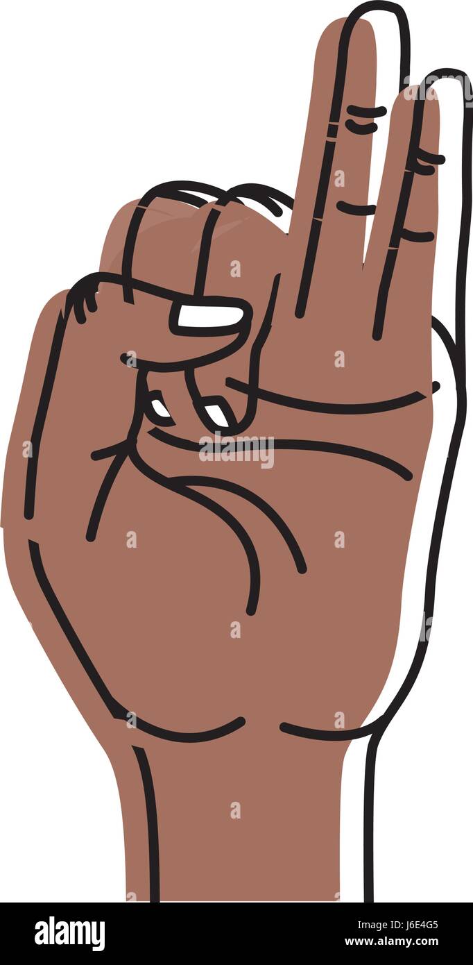 hand with pinky and ring finger up symbol Stock Vector Art