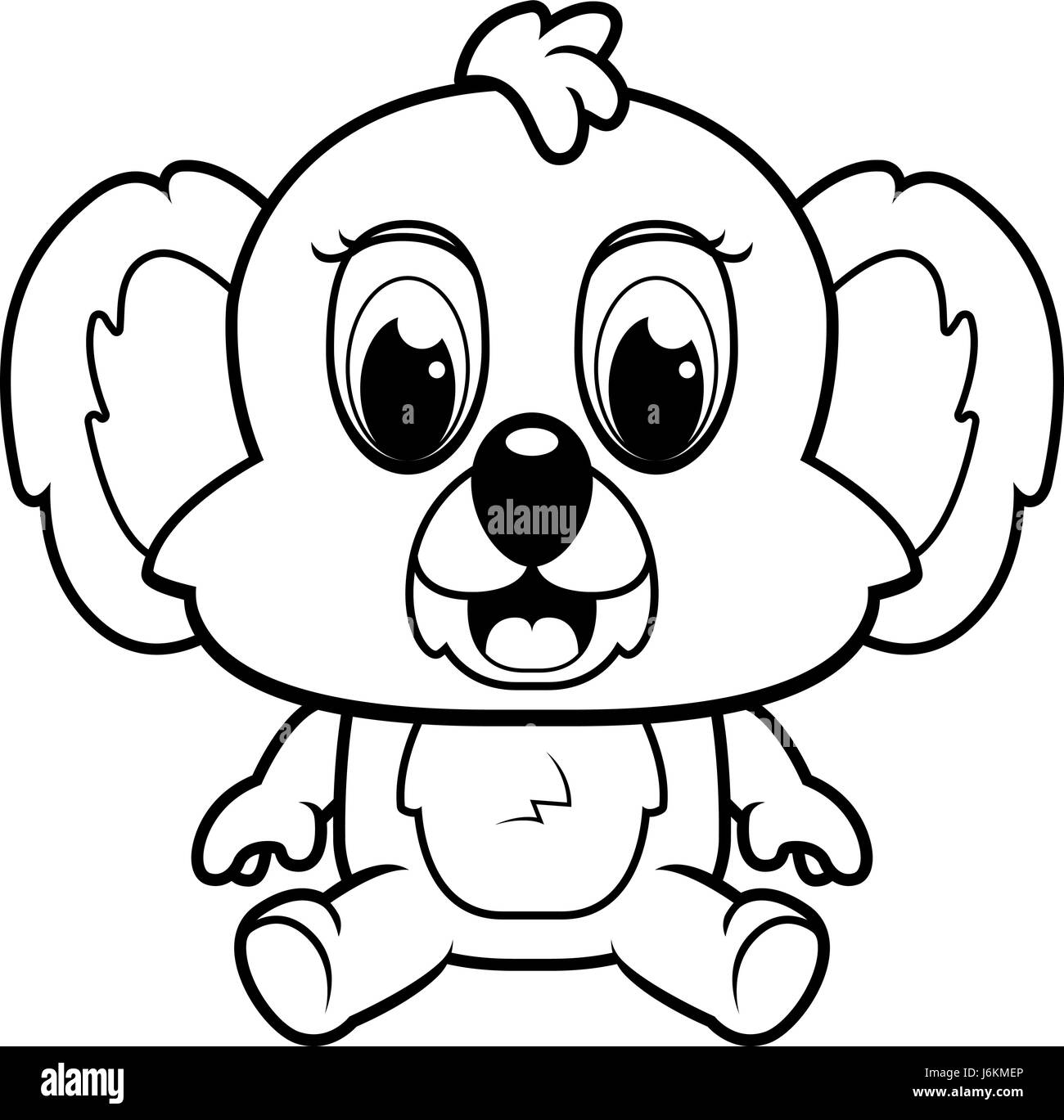 A happy cartoon baby koala bear sitting and smiling Stock Vector Art