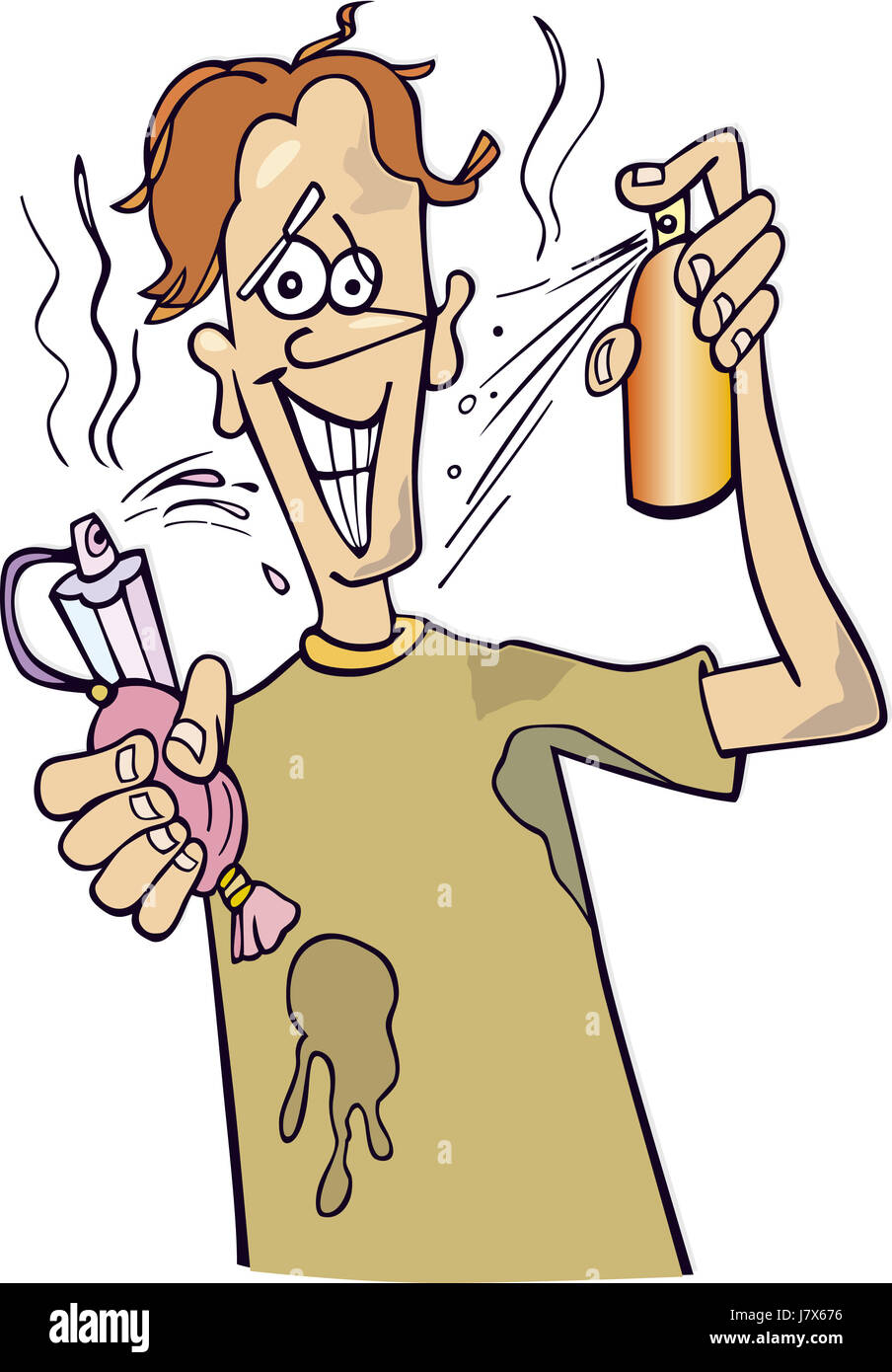 illustration stink cartoon deodorant boy lad male youngster comics