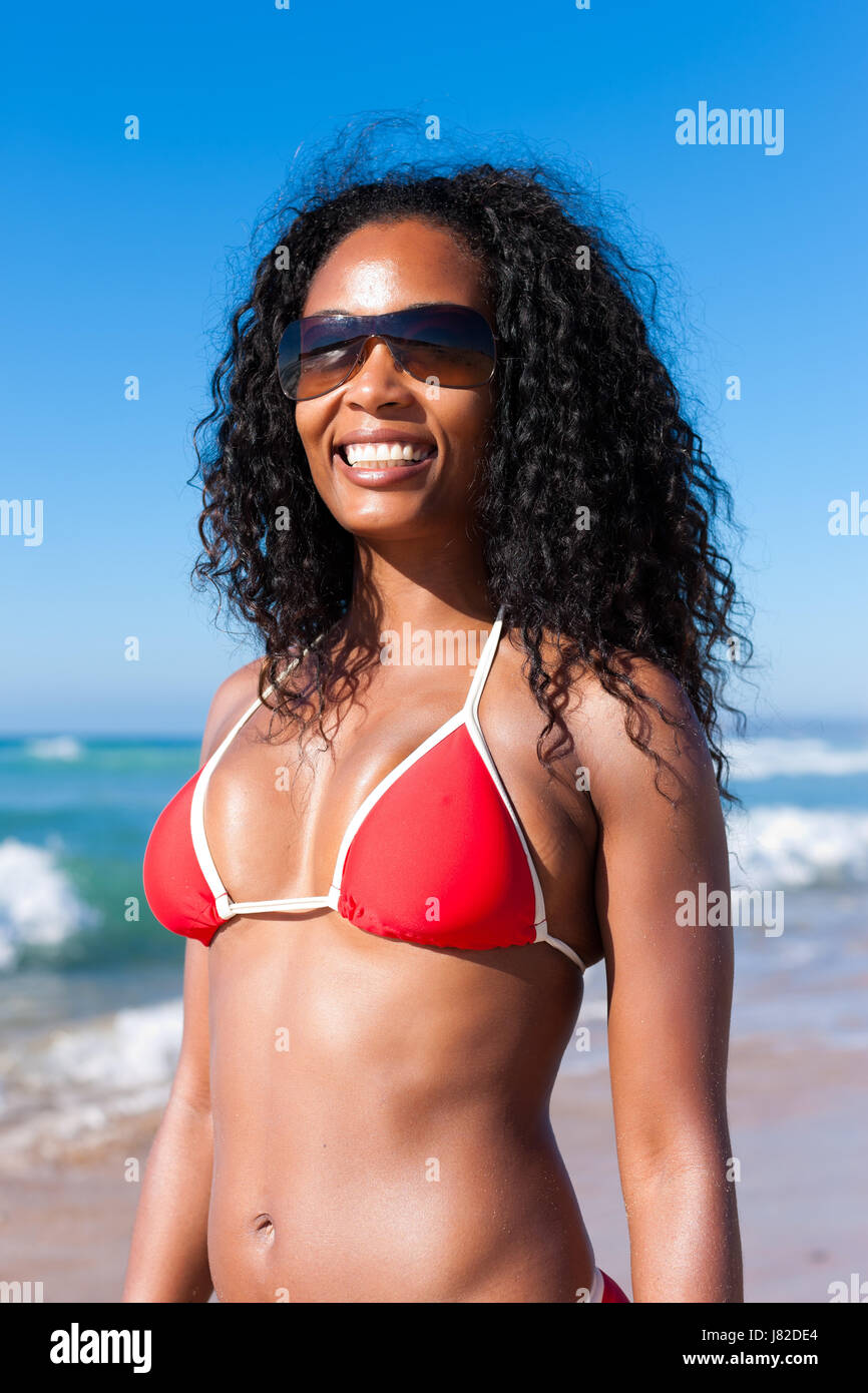 Attractive Woman In Bikini On Beach Stock Photo Alamy