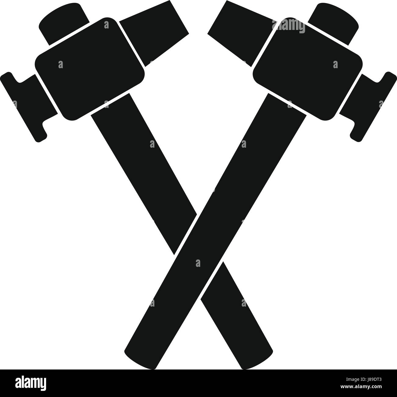 Crossed blacksmith hammer icon simple Stock Vector Art & Illustration