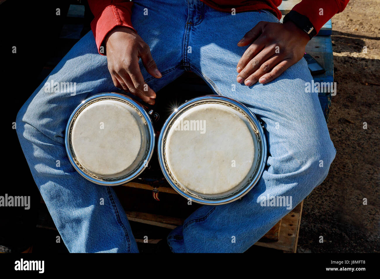 Street Drummers Man Playing African Drum Djembe Stock Photo Alamy