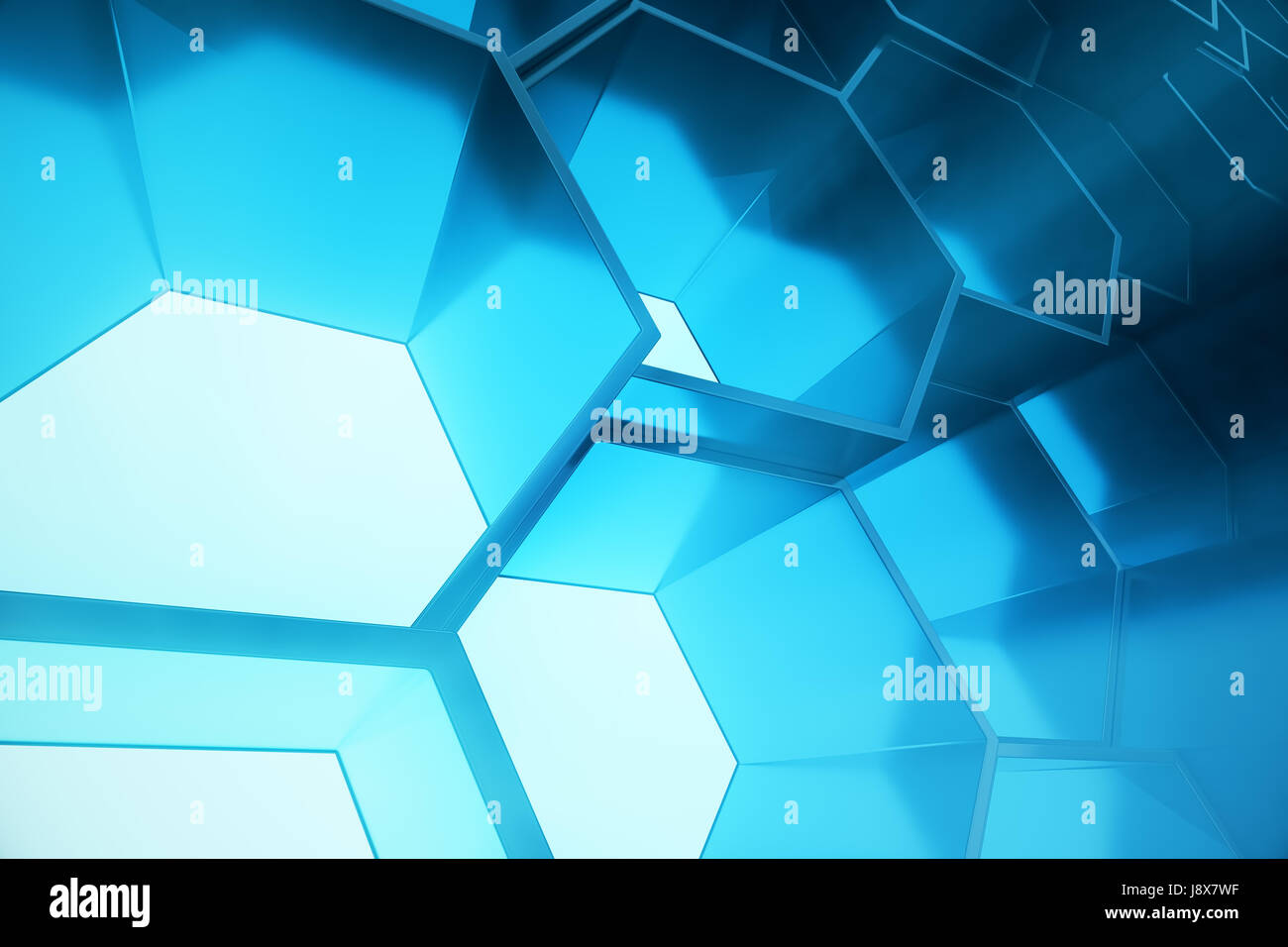 Abstract Blue Of Futuristic Surface Hexagon Pattern Hexagonal