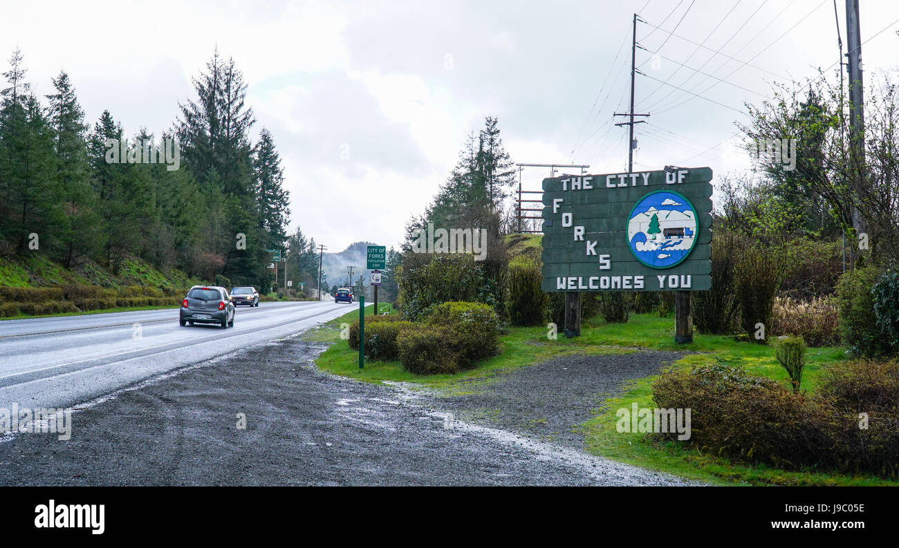 Forks Washington City Limit FORKS WASHINGTON Stock Photo, Royalty