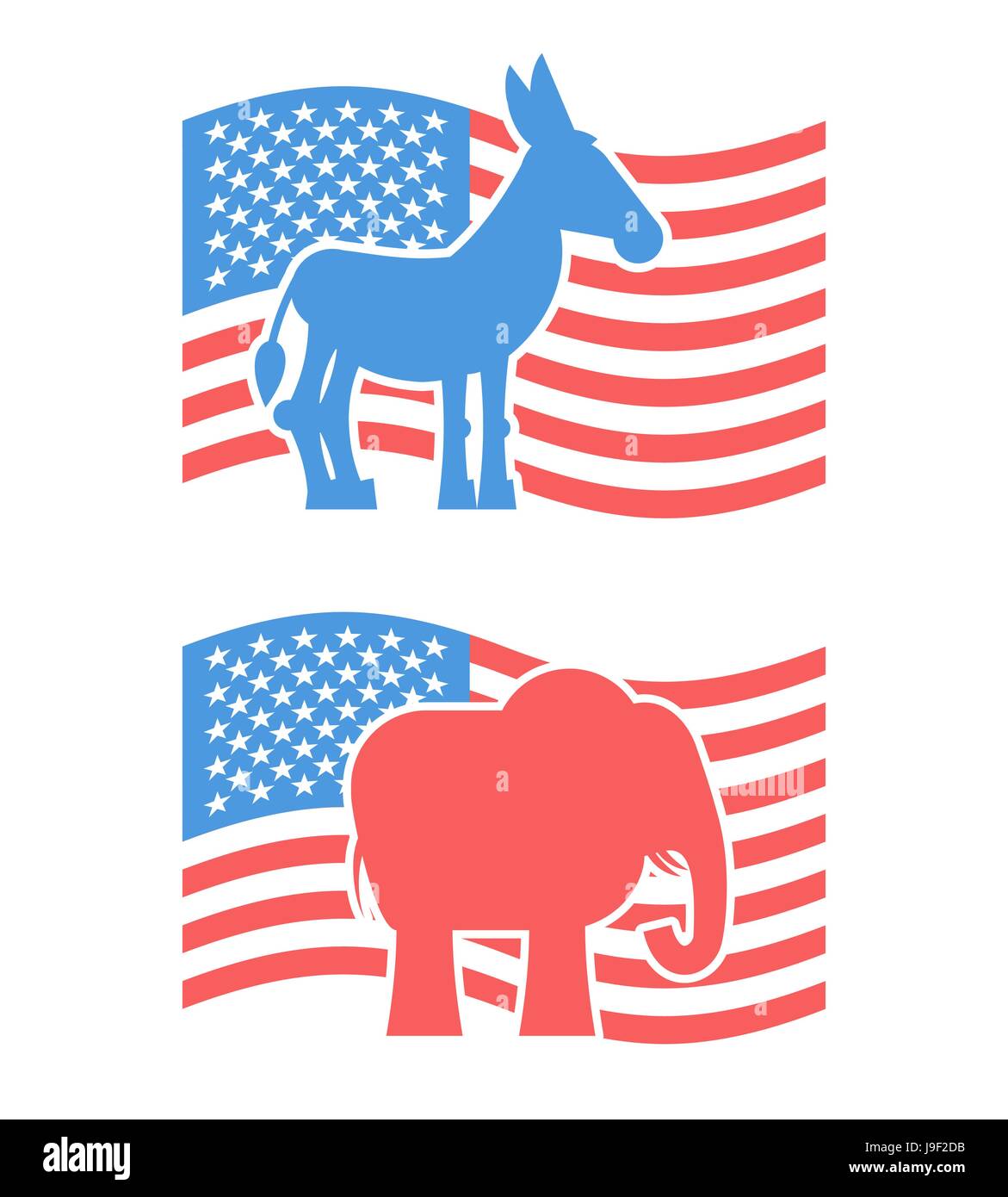 Donkey And Elephant Symbols Of Political Parties In America USA