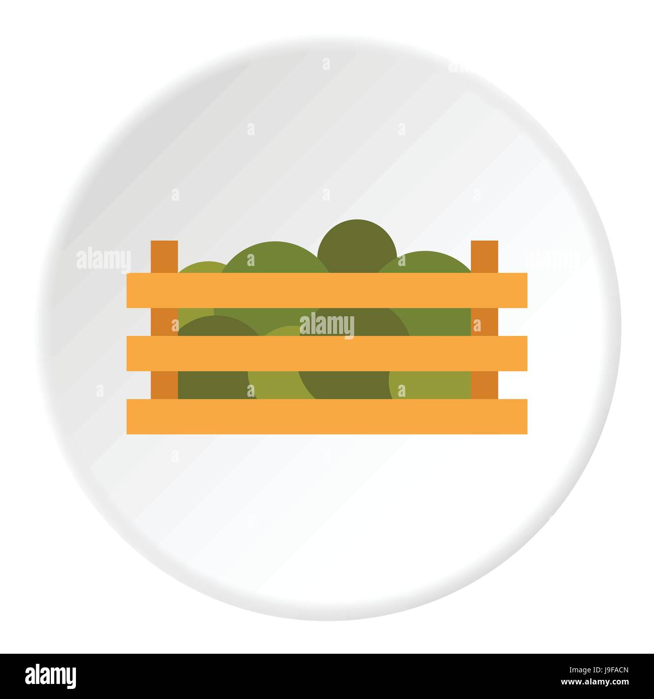 Wooden Crate With Vegetables Icon Flat Style Wooden Crate With Vegetables Icon Flat Style
