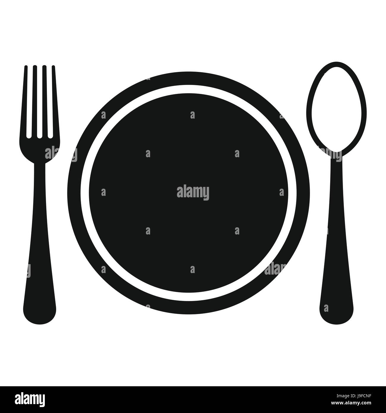 Place Setting With Plate Spoon And Fork Icon Stock Vector Image Art