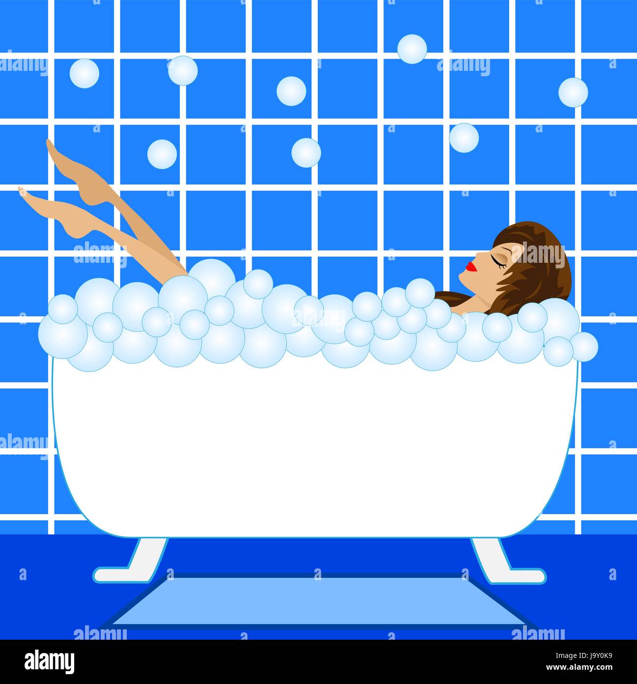 Молодая женщина купается в ванне с пеной