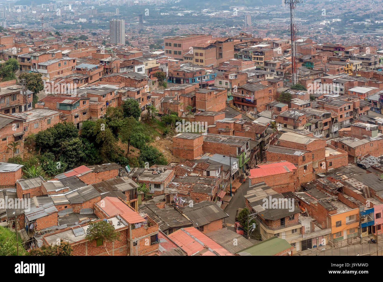 Slums in the city of Medellin, Colombia Stock Photo, Royalty Free Image