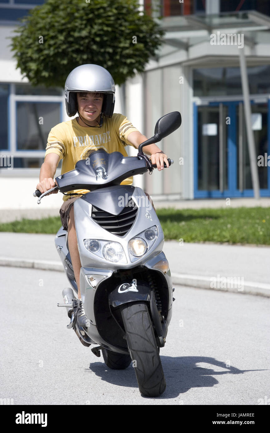 Teenagersboymotor Scootergohelmetview Stock Photo Royalty Teenagersboymotor Scootergohelmetview Stock Photo Royalty