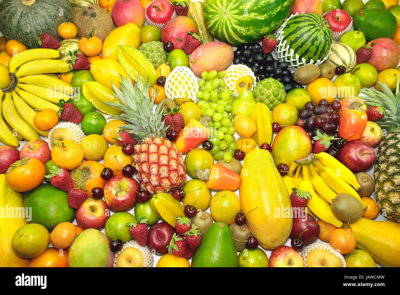 several variety of fruits. the most common fruits of the world