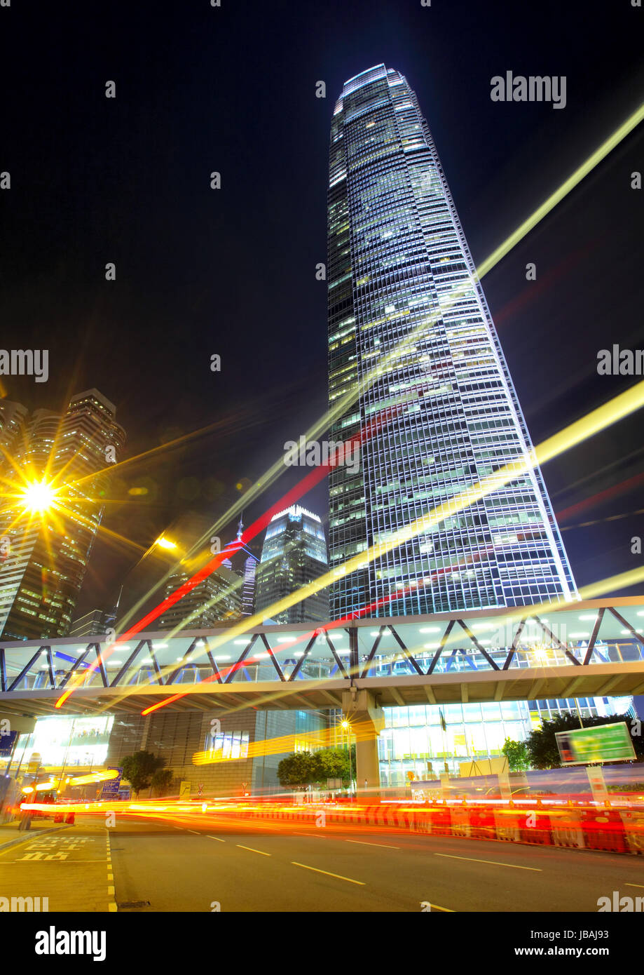 Hong Kong Traffic At Night Stock Photo Alamy