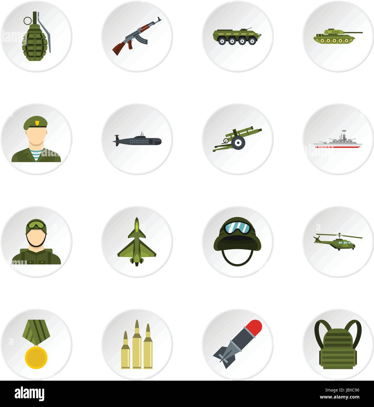 Military Icons Set Flat Style Stock Vector Image Art Alamy