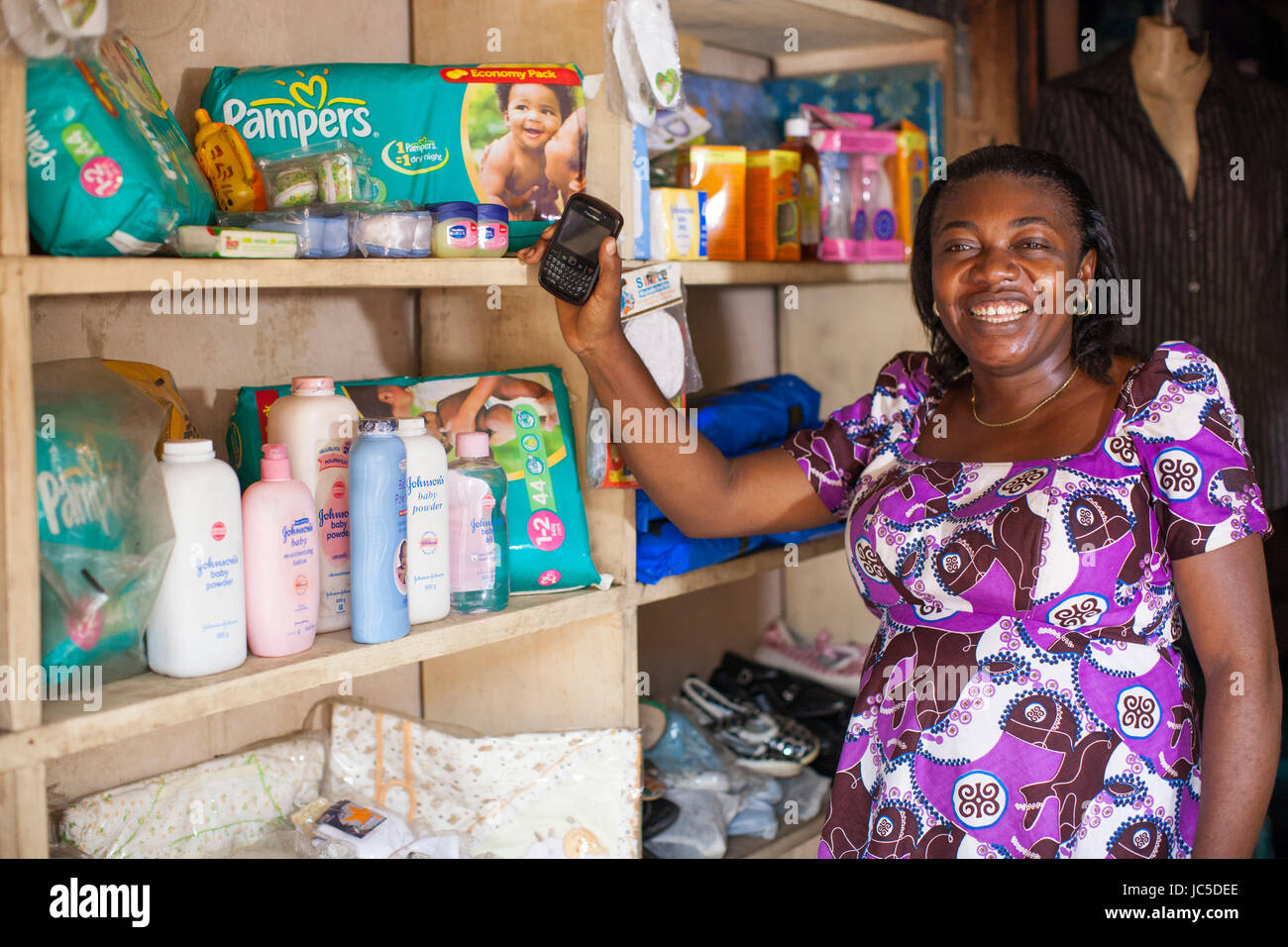 A Female Shop Keeper Nigeria Africa Stock Photo Alamy