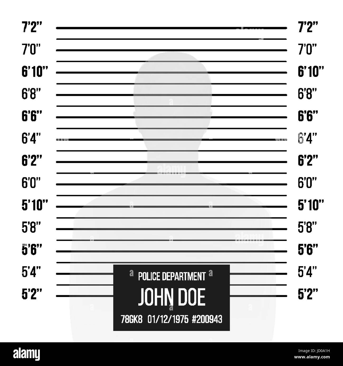 Police Wall Lineup Metrical Imperial. Prison Background Template Stock