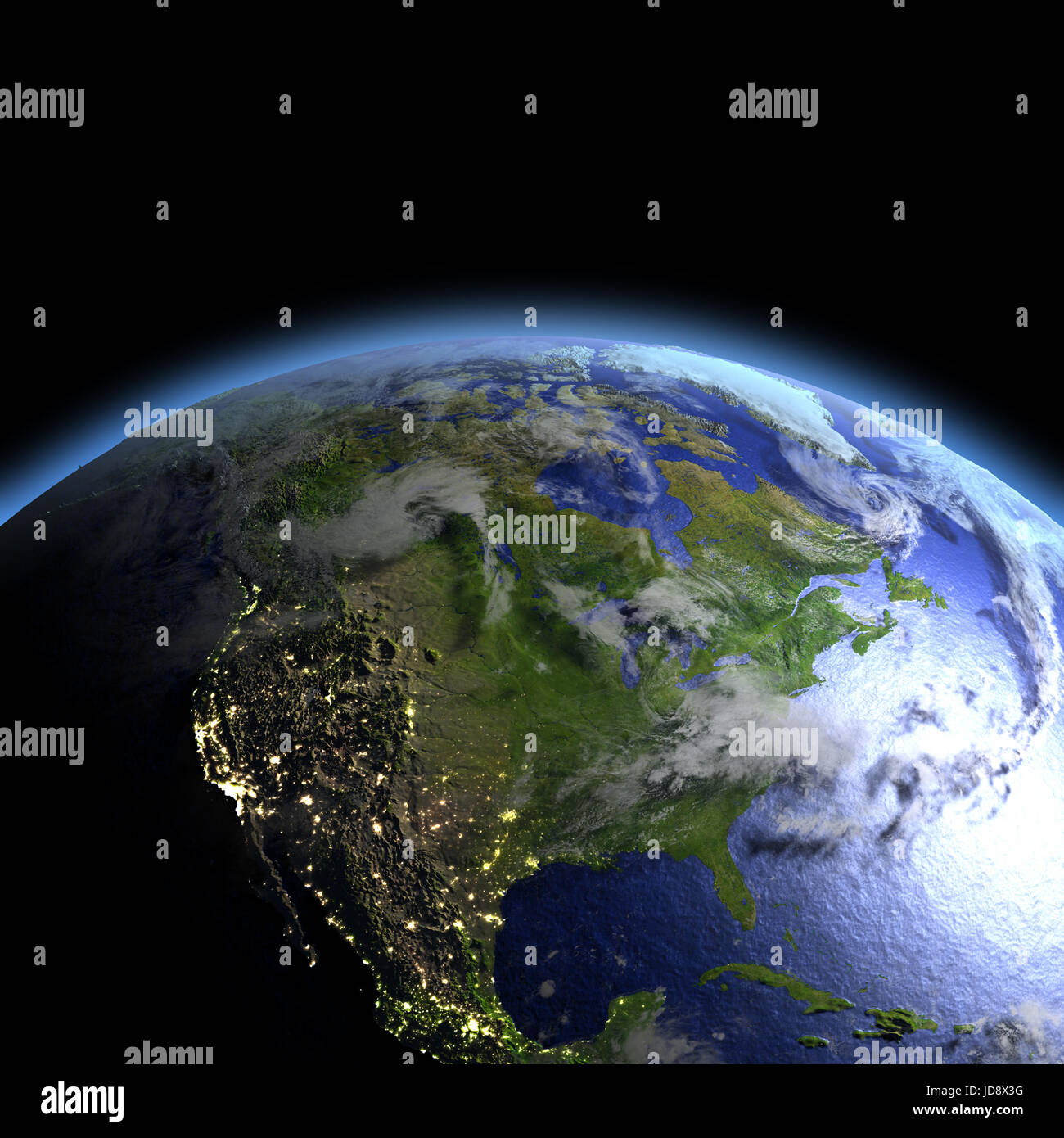 North America Lit By Morning Light As Seen From Earth S Orbit In Space