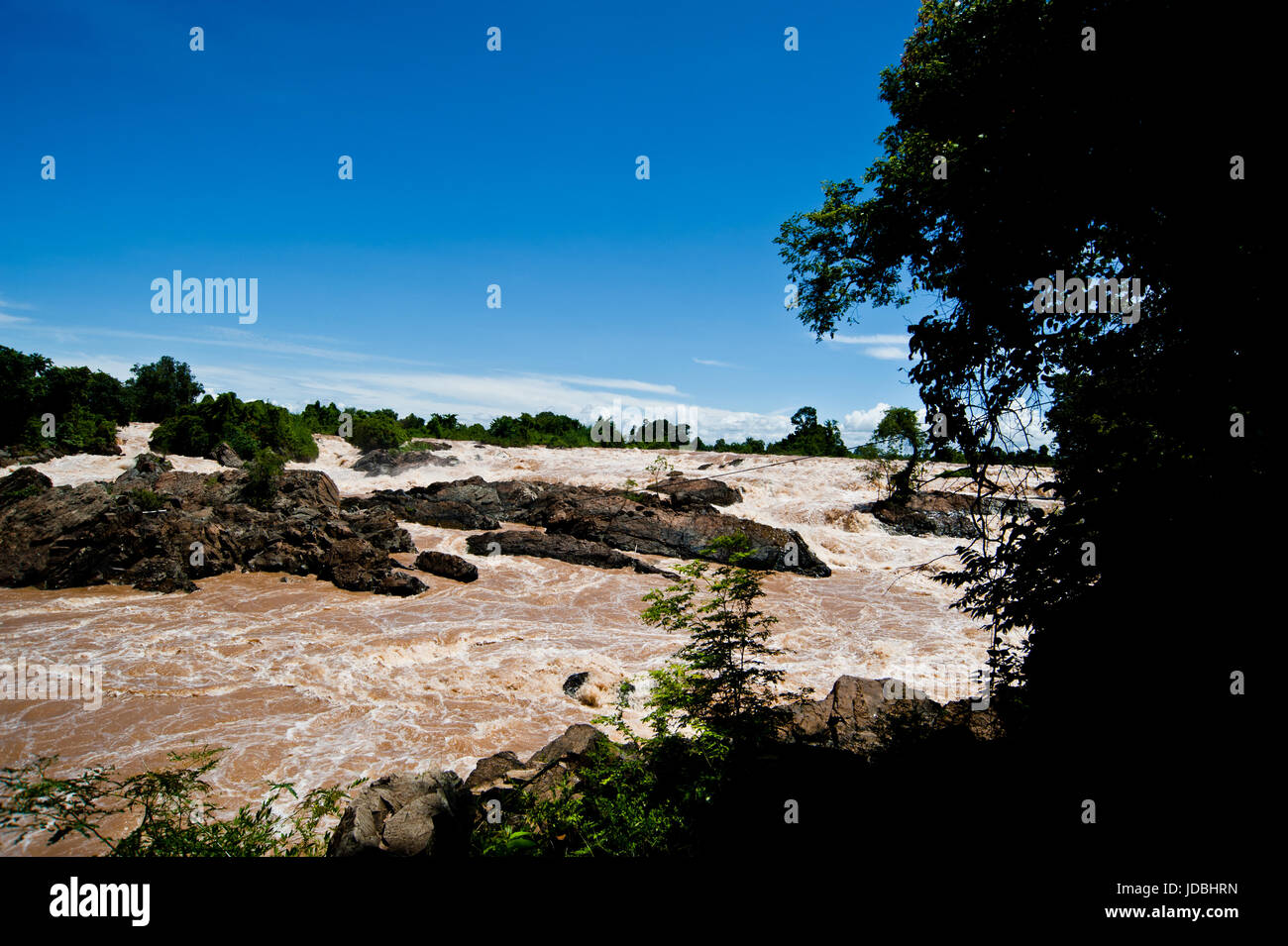 Khone Phapheng Water Fall Or Mekong River In Champasak Southern Of Laos