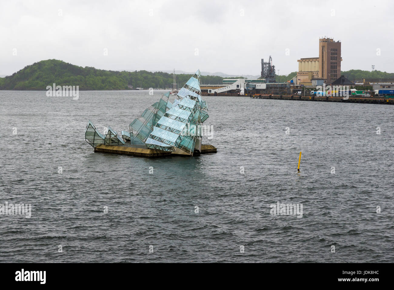oslo, norway - june 7, 2017: the floating sculpture in front of oslo, norway - june 7, 2017: the floating sculpture in front of