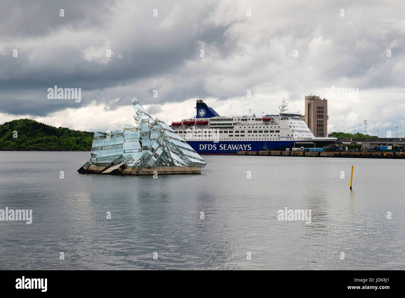 oslo, norway - june 8, 2017: the floating sculpture in front of oslo, norway - june 8, 2017: the floating sculpture in front of