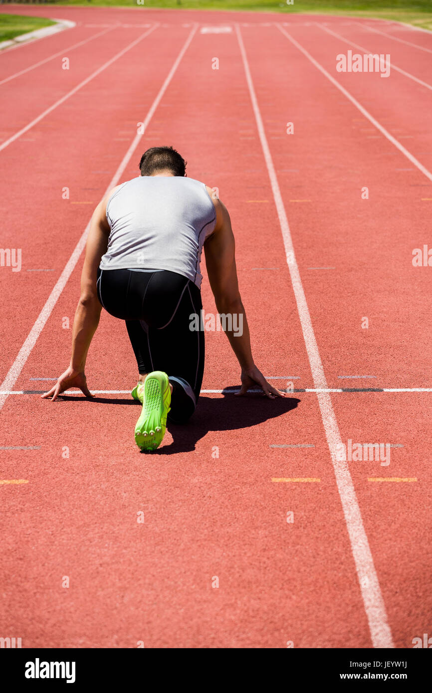 Athlete Ready To Run Stock Photo Alamy