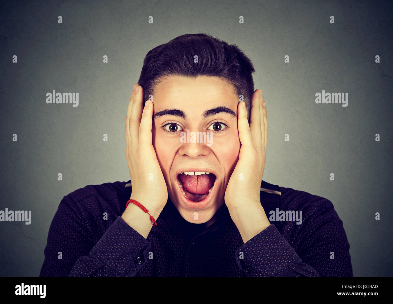 Surprised Man Screaming Stock Photo Alamy