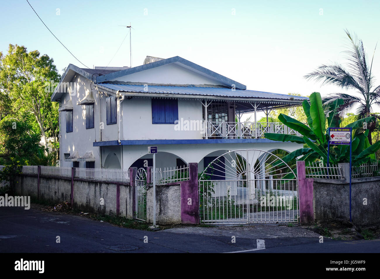 port louis, mauritius - jan 11, 2017. a traditional house at port louis, mauritius - jan 11, 2017. a traditional house at