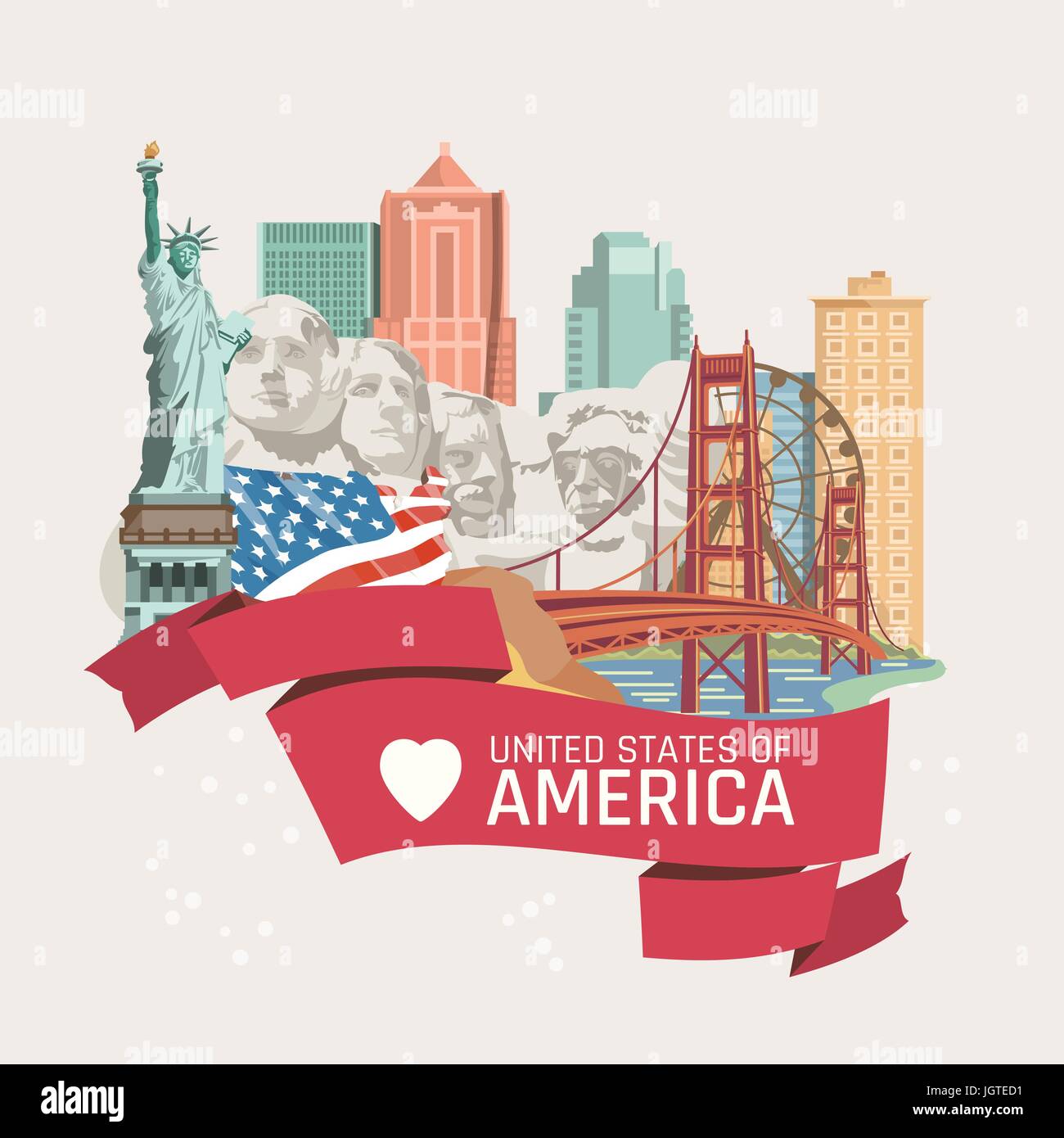 Welcome to USA. United States of America poster. Vector illustration