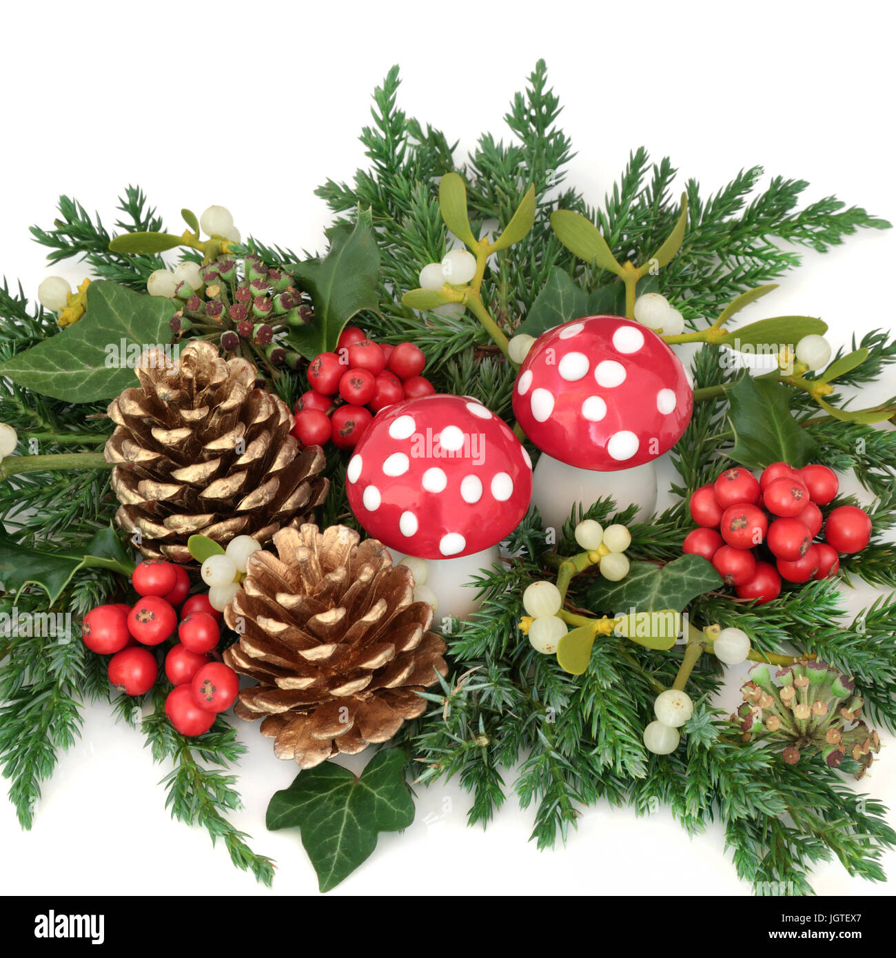 christmas decoration with holly fly agaric mushroom ornaments gold pine cones mistletoe and - Mistletoe Christmas Decoration christmas decoration with holly fly agaric mushroom ornaments gold pine cones mistletoe and - Mistletoe Christmas Decoration