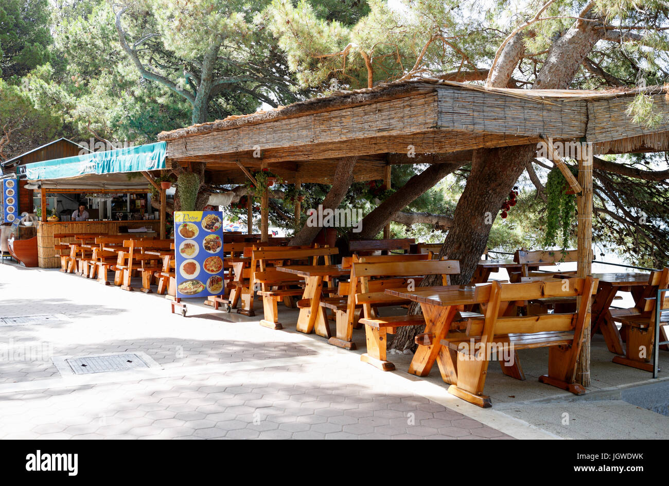 makarska riviera,croatia - 20 june,2017: populat street food cafe makarska riviera,croatia - 20 june,2017: populat street food cafe