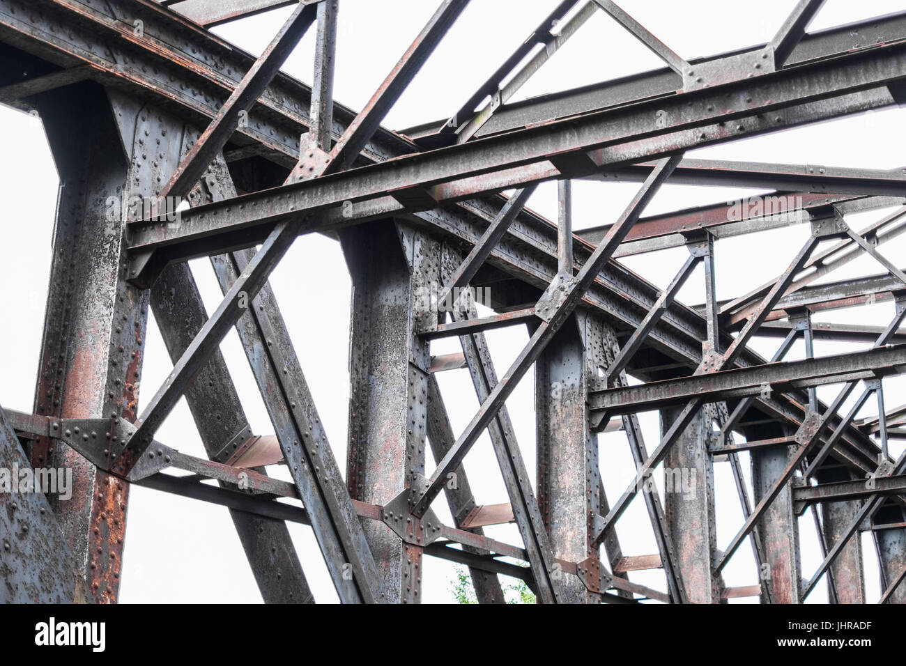 old rusty steel bridge construction , rusted steel beams Stock Photo