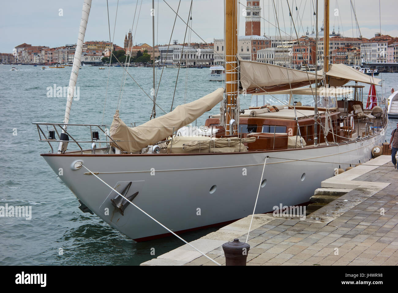 Moored Yacht Venice Italy Stock Photo Alamy