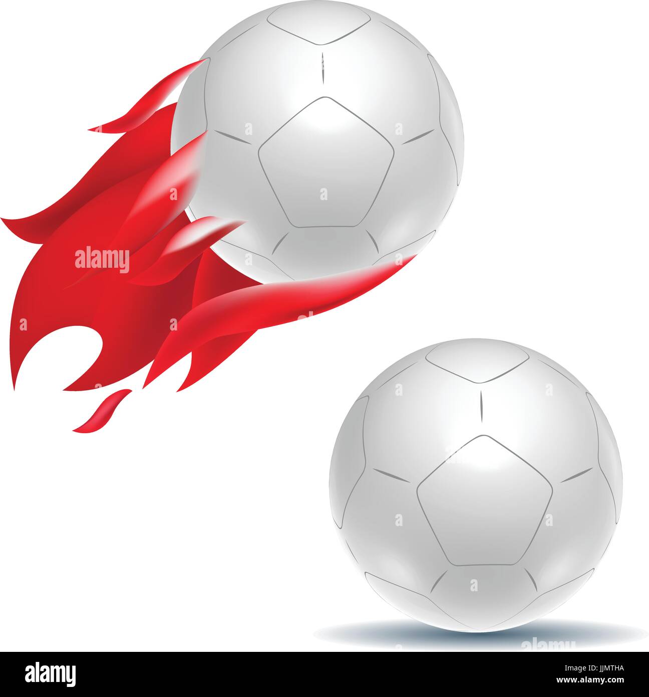 White Soccer Ball With Flame Trail Moving Fast Football Ball Sitting