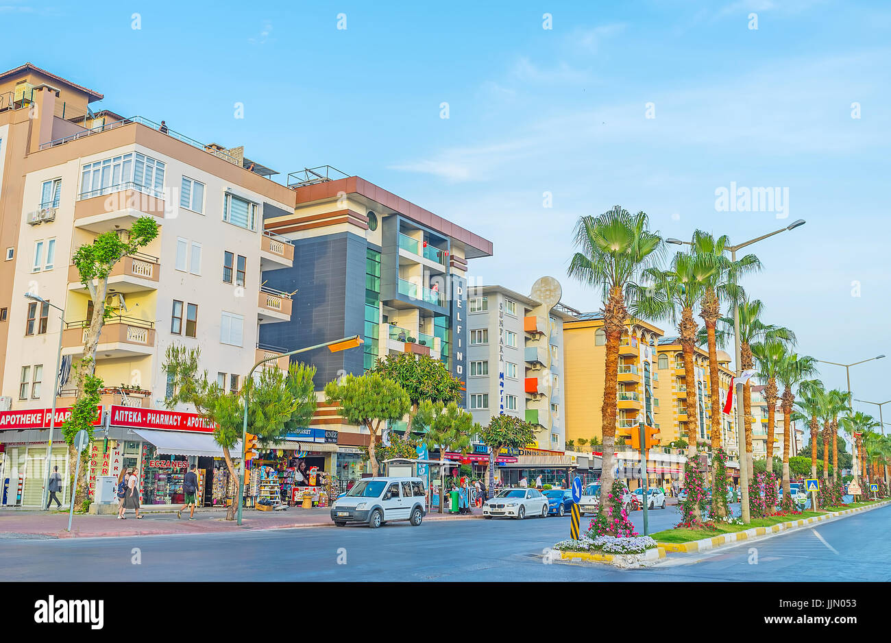 ALANYA, TURKEY MAY 8, 2017 The Ataturk boulevard is the shopping Stock Photo, Royalty Free