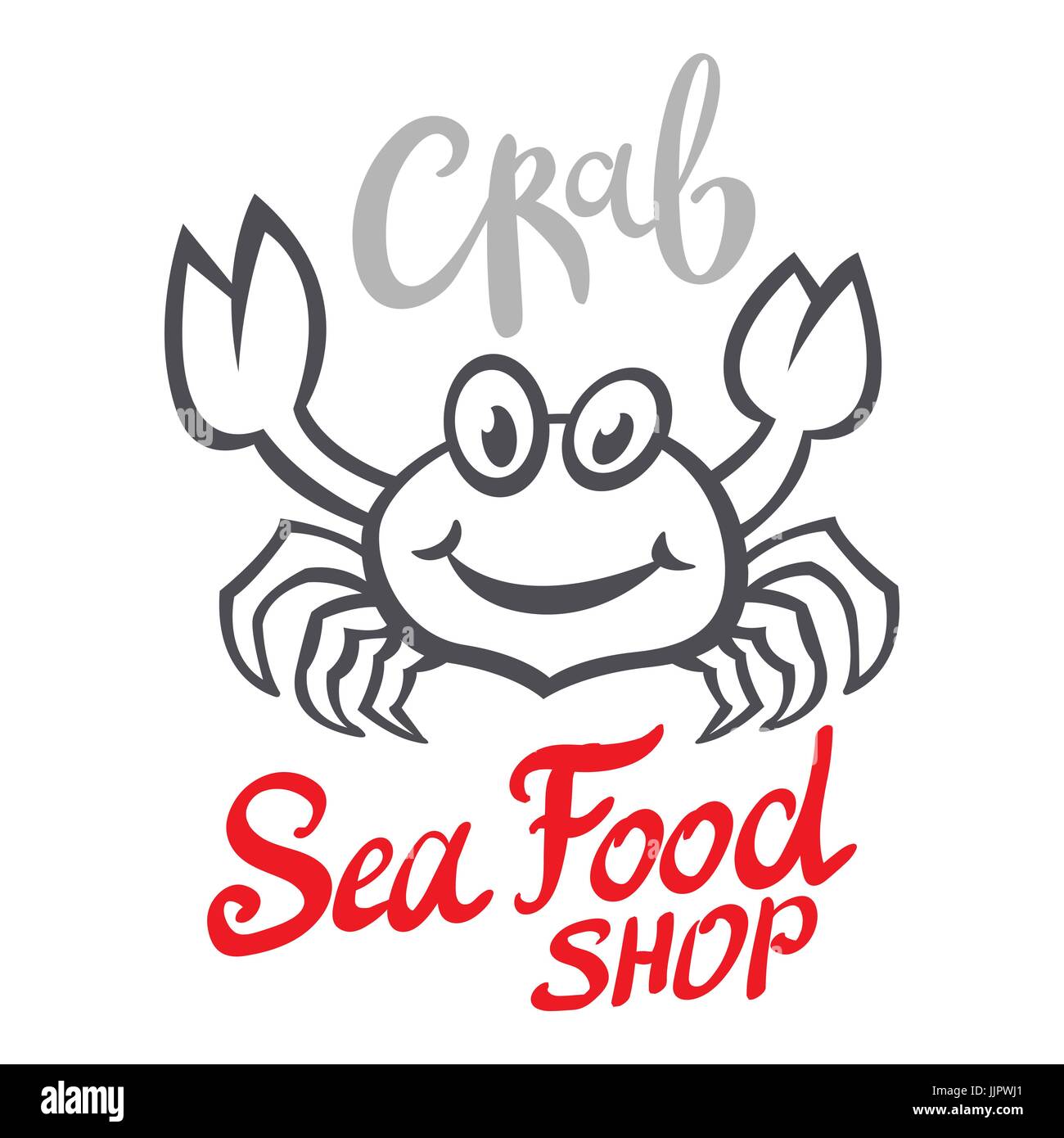 Crab Silhouette Seafood Shop Logo Branding Template For Craft Food