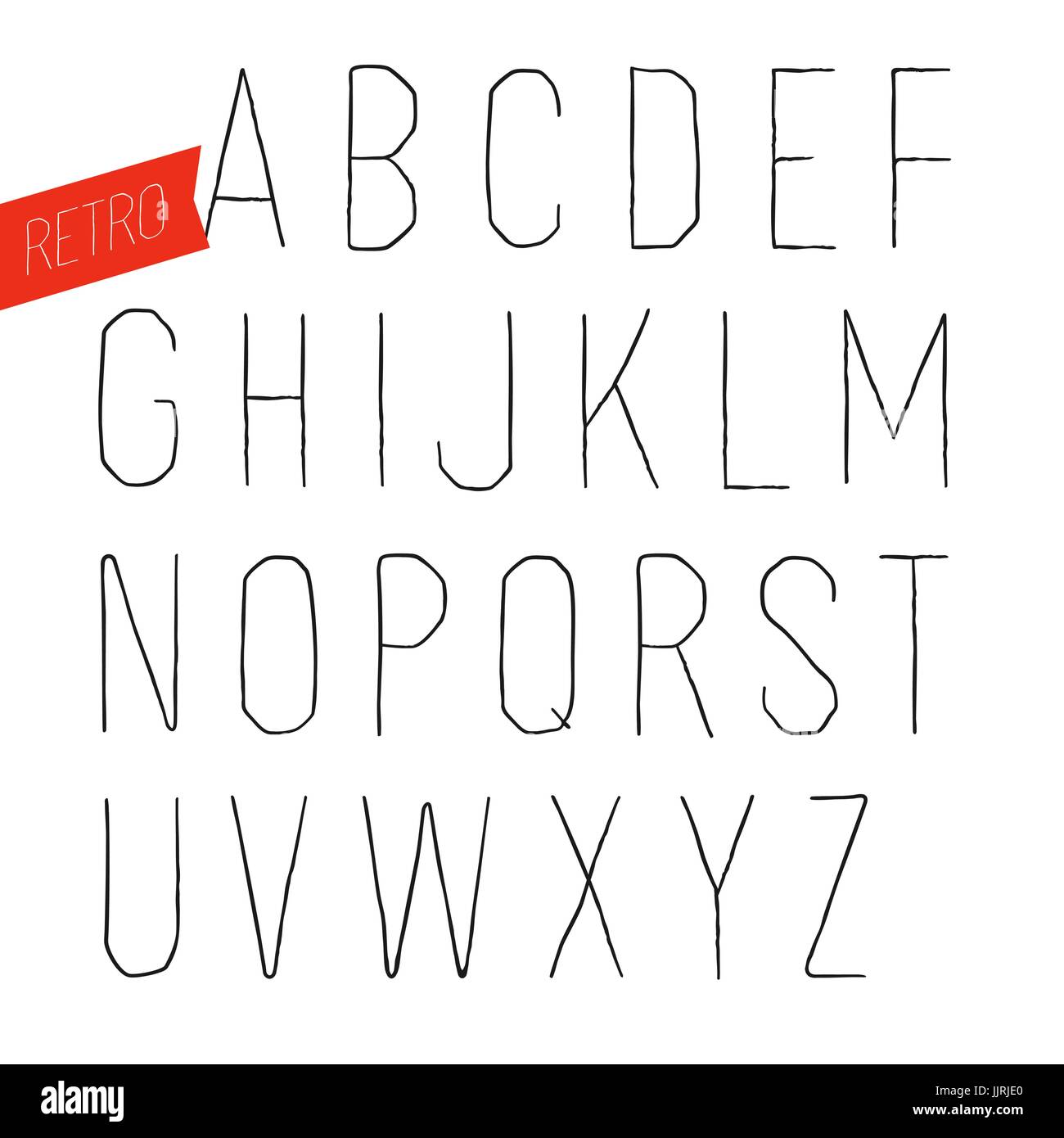 Handmade retro inline outline font. White letters on white Stock Vector