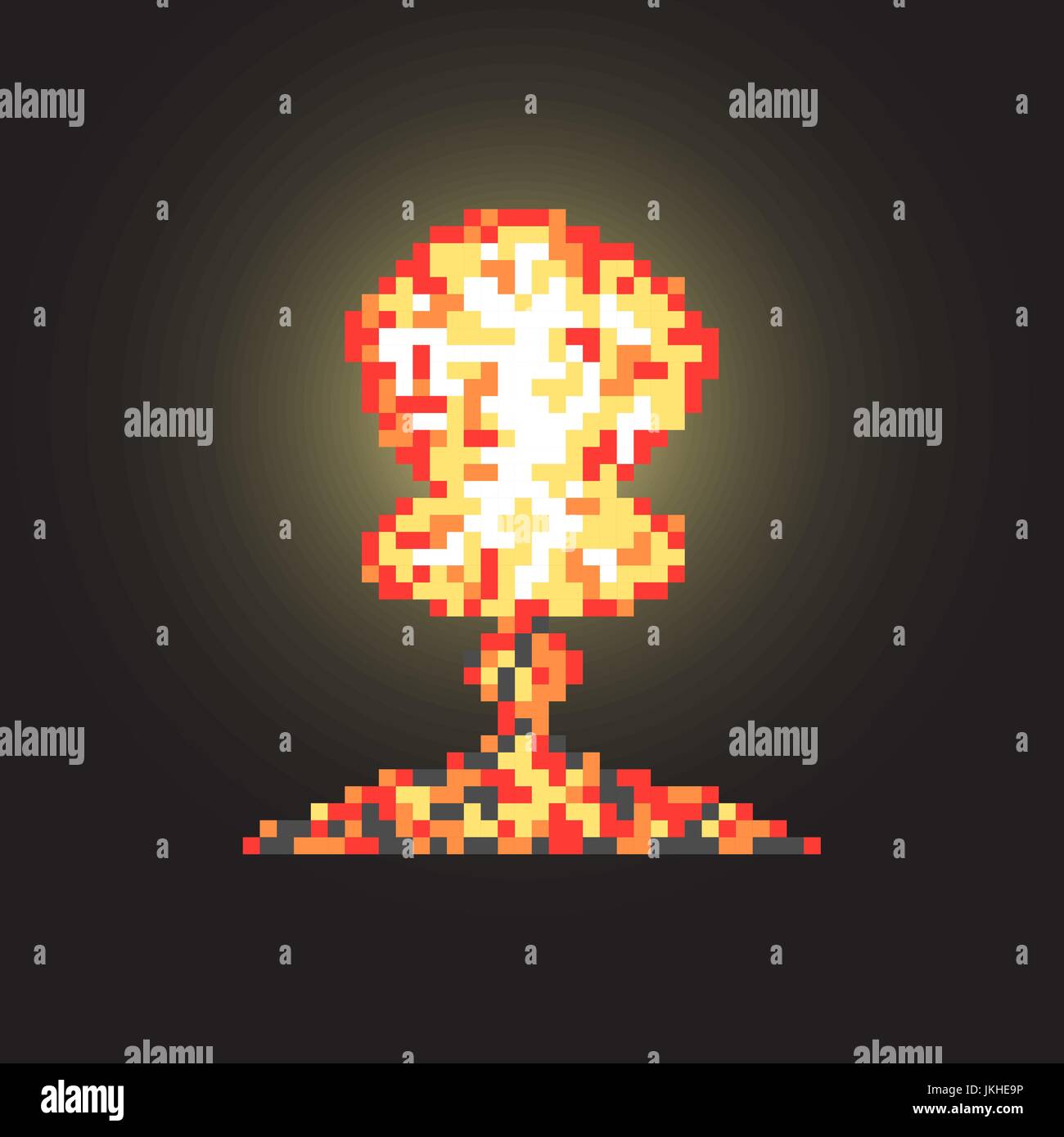 Colored Atomic Explosion In Pixel Art With Flash Stock Vector Image