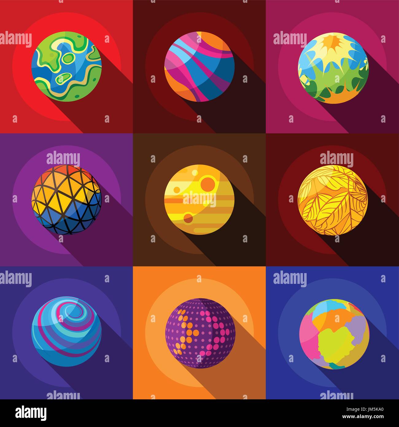 Fantastic Planets Icons Set Flat Style Stock Vector Image Art Alamy