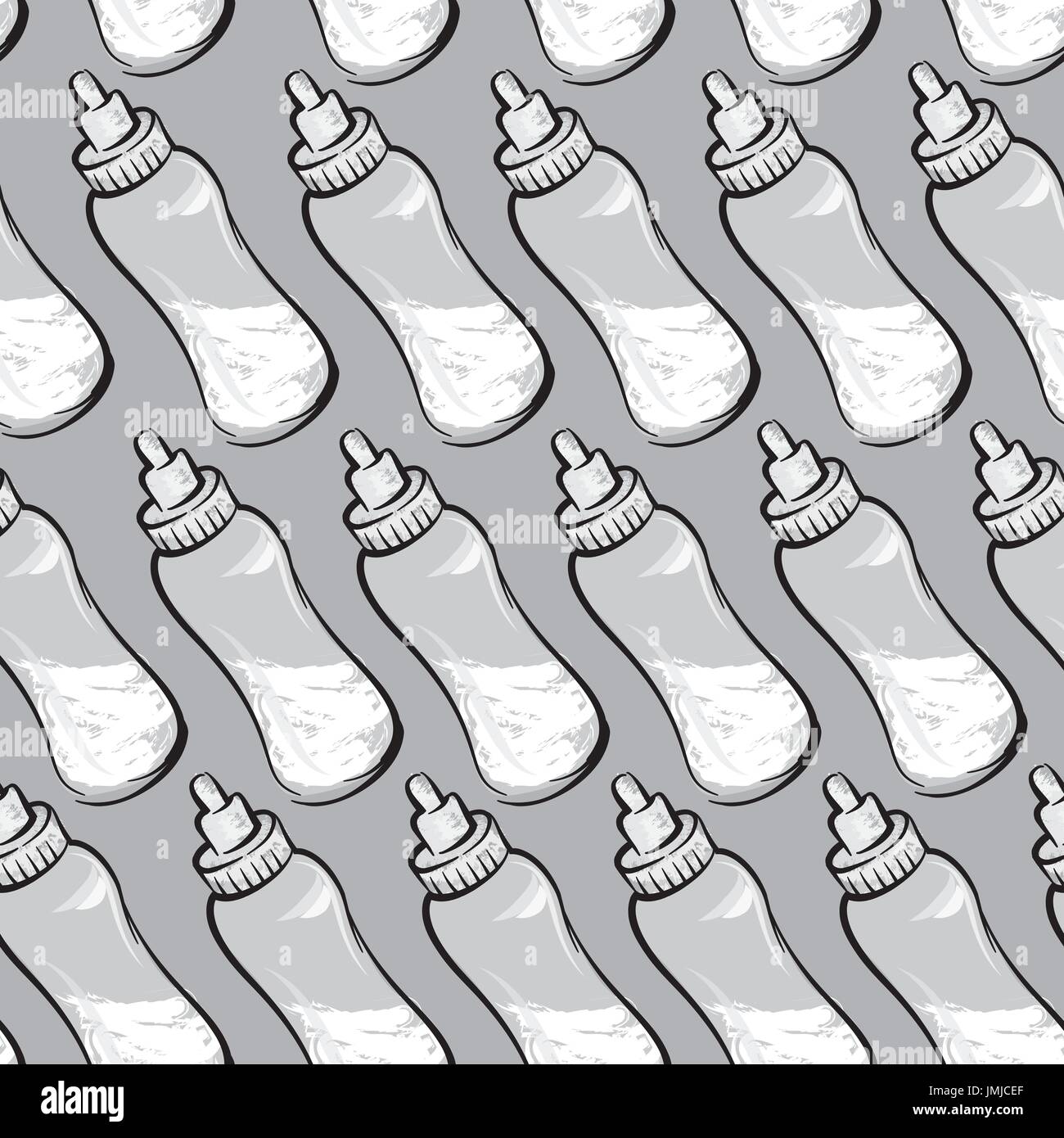 Baby Bottle With Milk Seamless Pattern Baby Care Drawn Background